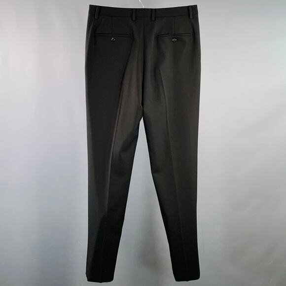 SYSTEM Size 34 Black Wool Flat Front Tapered Zip Fly Dress Pants - Picture 2 of 7